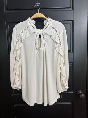 Ruffled Blouse with Key-hole Design